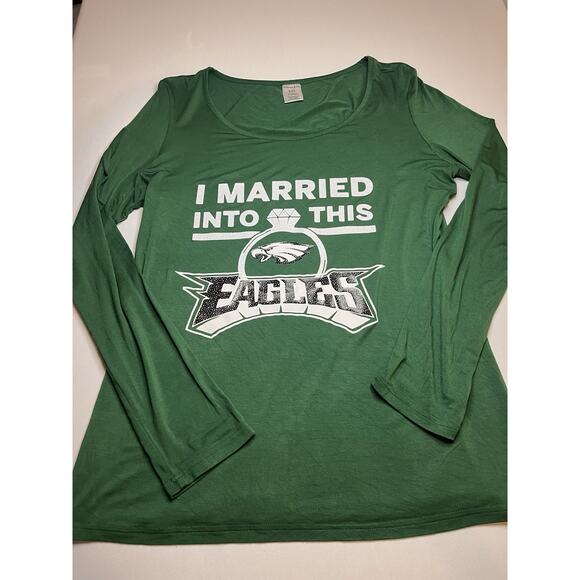Eagles Fan Wife Women's Decal Long Sleeve Shirt Sz 2XL Modal Blend Kelly Green - Picture 2 of 6